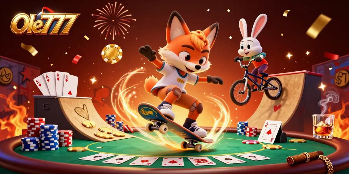Experience thrilling gameplay with Ole777, featuring dynamic characters in an exciting casino scene.