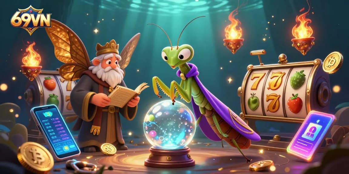 Join 69VN's thrilling slots experience with cartoon fortune teller and ancient accents.
