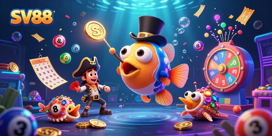 SV88 captures players' excitement as cartoon sea creatures engage in vibrant lottery-themed fun.