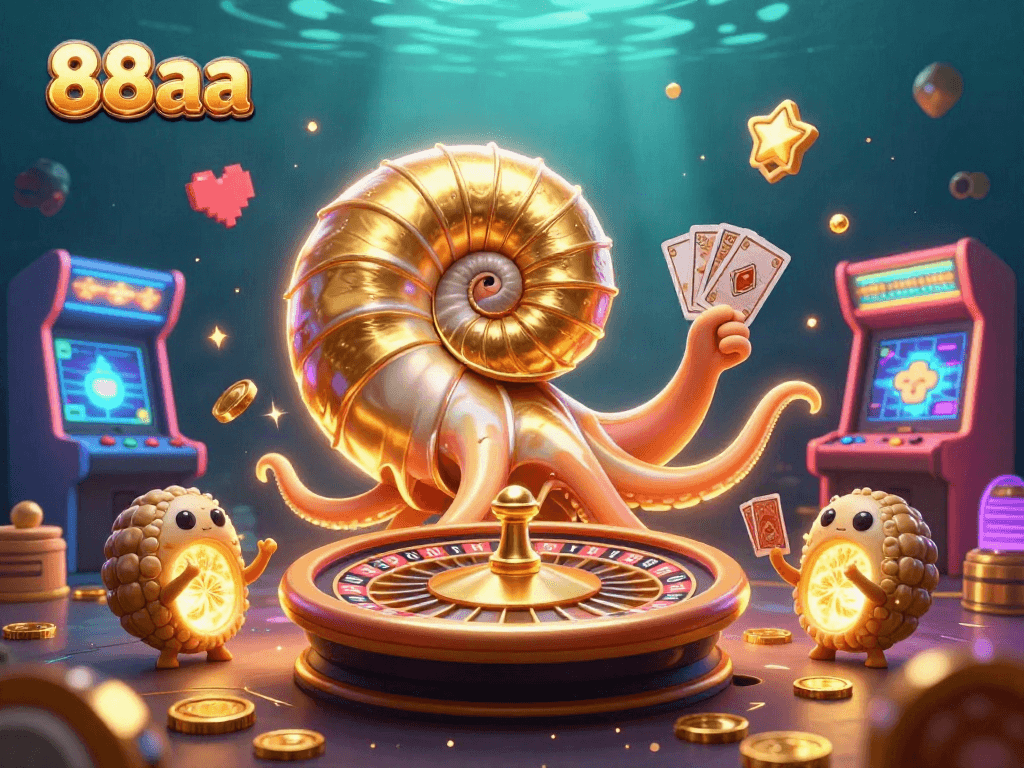 Spin for a chance to win big with 88aa's colorful casino adventure featuring vibrant games and characters.