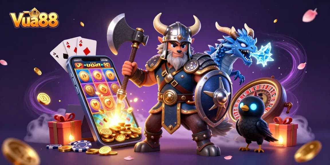 Experience thrilling gameplay with Vua88 in a vibrant casino-inspired scene.