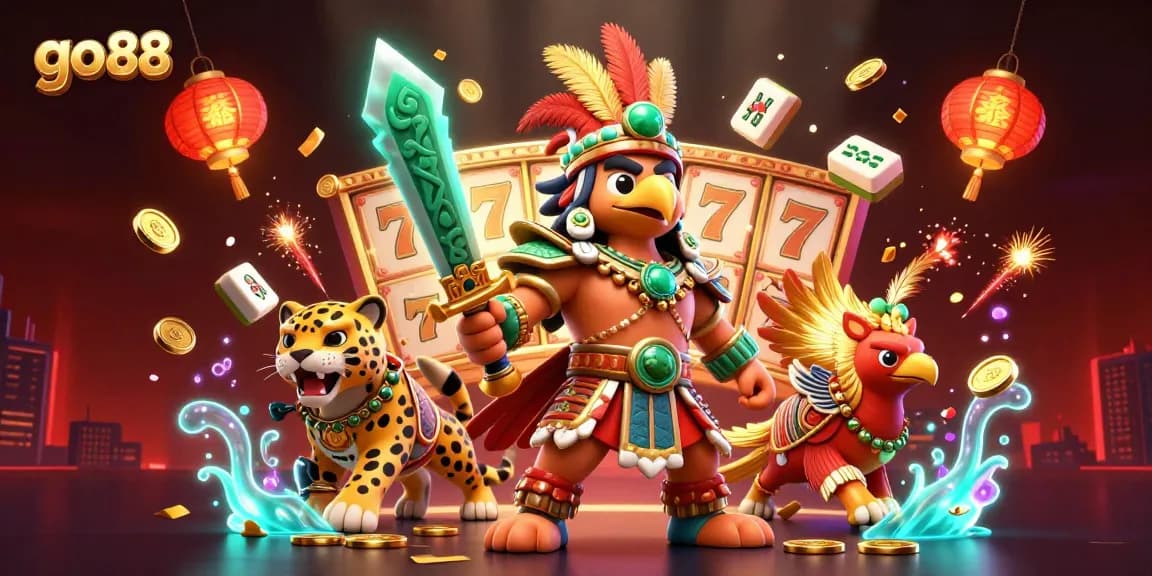 Experience the thrill of go 88 with vibrant slot reels and dynamic elements in this immersive casino scene.