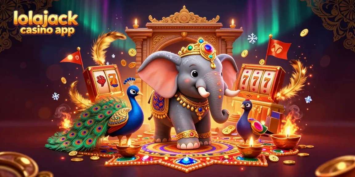 Win big with the lolajack casino app in a vibrant 3D illustration featuring dynamic game elements.
