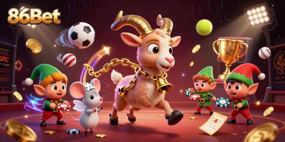 Experience the excitement of 86Bet with a vibrant casino scene featuring dynamic cartoon characters.