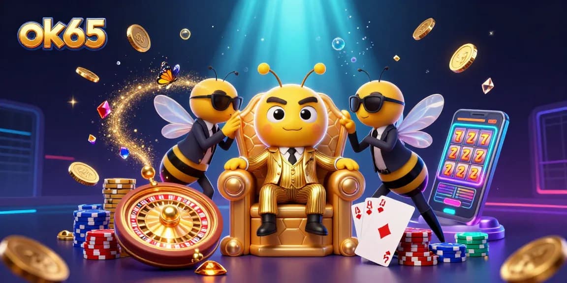 Engage in exciting gameplay with ok65 while enjoying a vibrant casino atmosphere featuring unique characters.