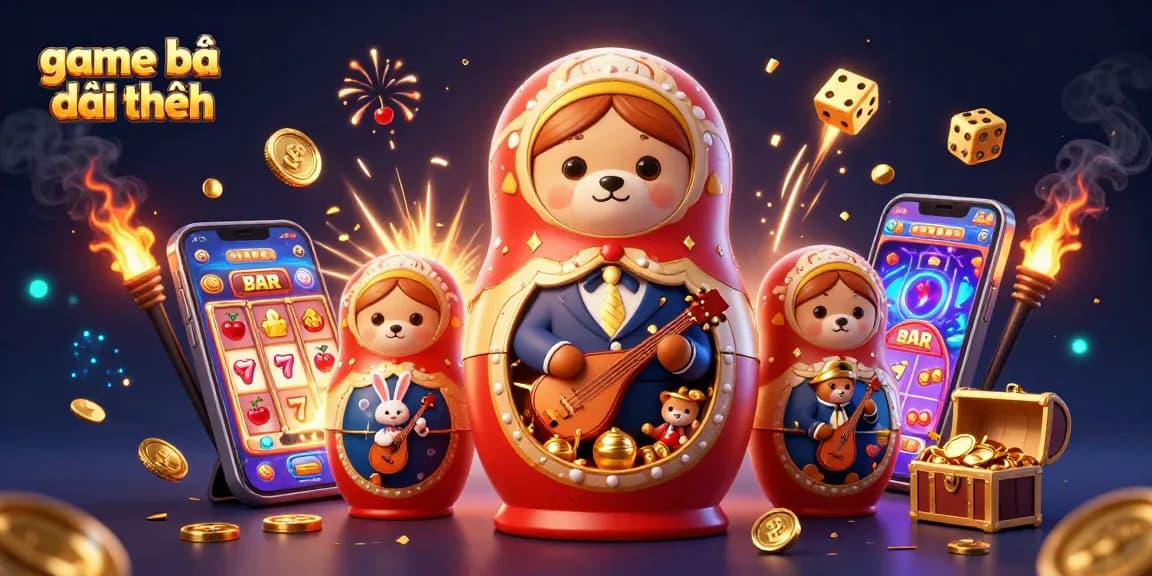 Play dynamic game bài đổi thưởng with unique 3D characters amid casino elements and vibrant effects.