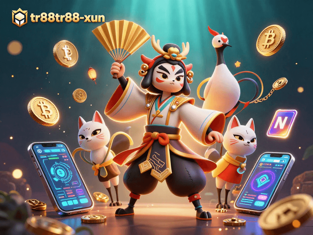 Engage with the thrilling world of tr88tr88-xun through vibrant 3D casino-inspired illustration.