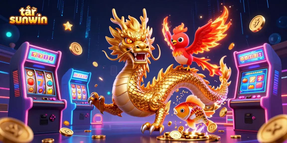 Enhance your gameplay with tải sunwin's dynamic casino elements featuring a dragon, phoenix, and koi.
