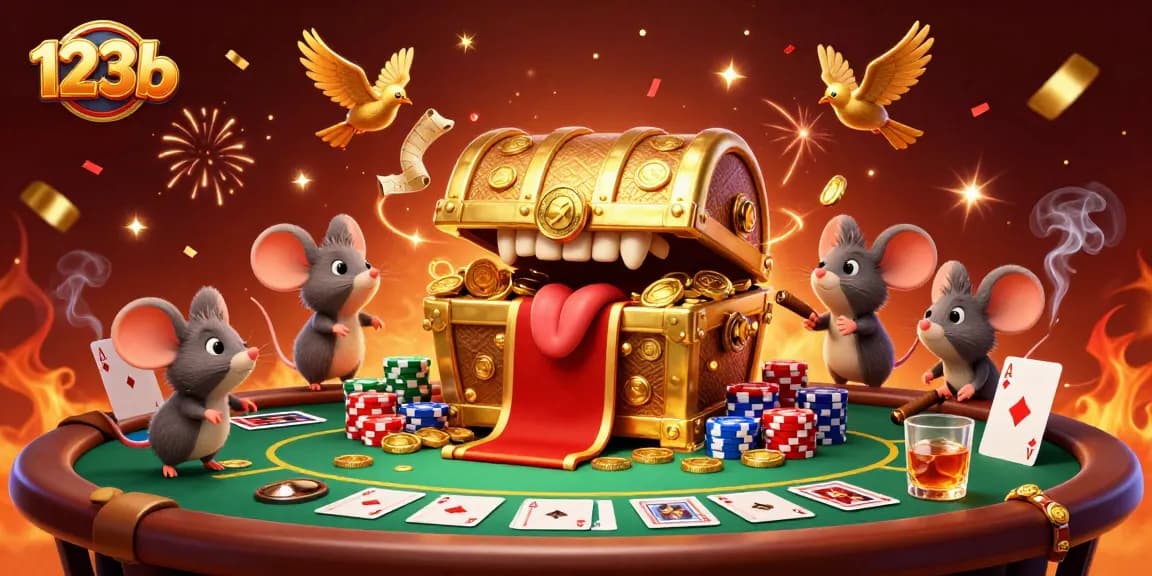 Engage with the thrilling 123b casino experience, featuring treasure chests and poker action.