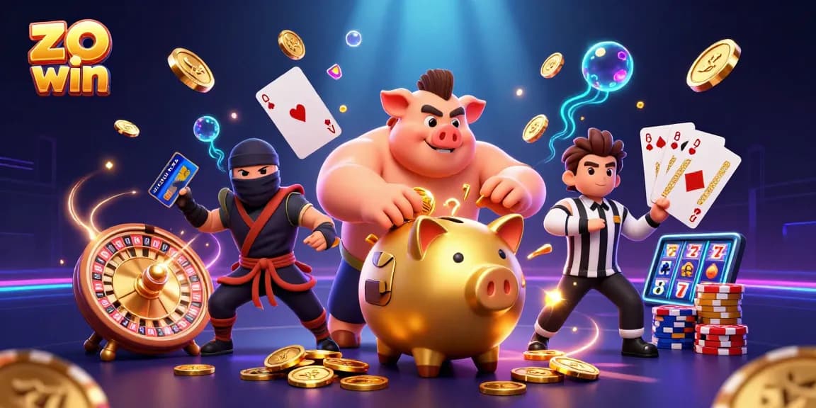 Experience exciting gameplay with zo win as golden coins and gems cascade in thrilling action