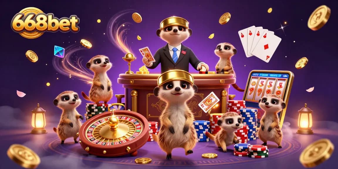 Experience thrilling gameplay with 668bet's vibrant casino adventure featuring playful meerkats.