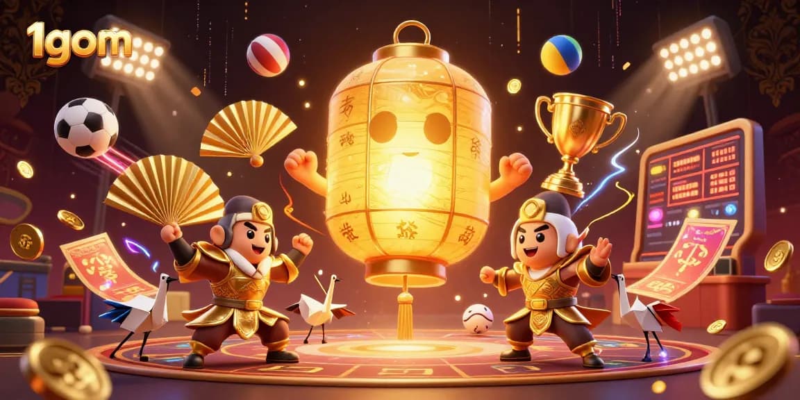 Experience exciting betting adventures with 1gom, showcasing dynamic spirit characters and sports elements.