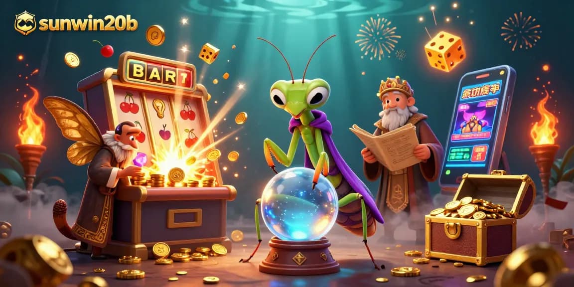 Engage with sunwin20b casino magic, featuring a vibrant 3D fortune teller and a jackpot slot explosion.