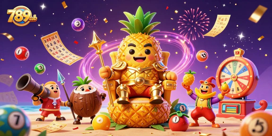Experience the fun at 789club with a lively illustration of characters and casino elements.
