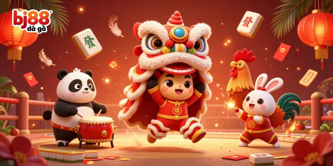 Bettors experience thrilling bj88 đá gà action amidst vibrant characters and dynamic gambling elements.