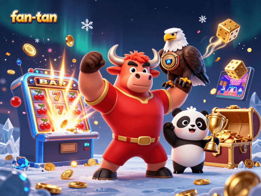 Experience the thrilling atmosphere of fan-tan with a vibrant scene featuring casino elements and joyful characters.