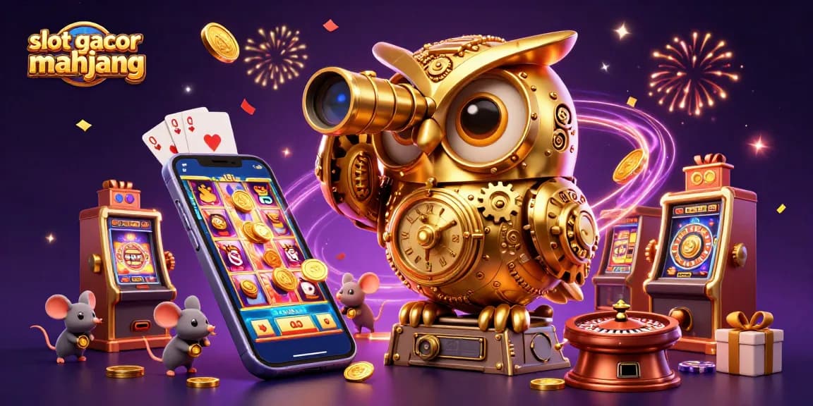 Play the exciting slot gacor mahjong game featuring a vibrant 3D casino scene with characters and dynamic game elements.