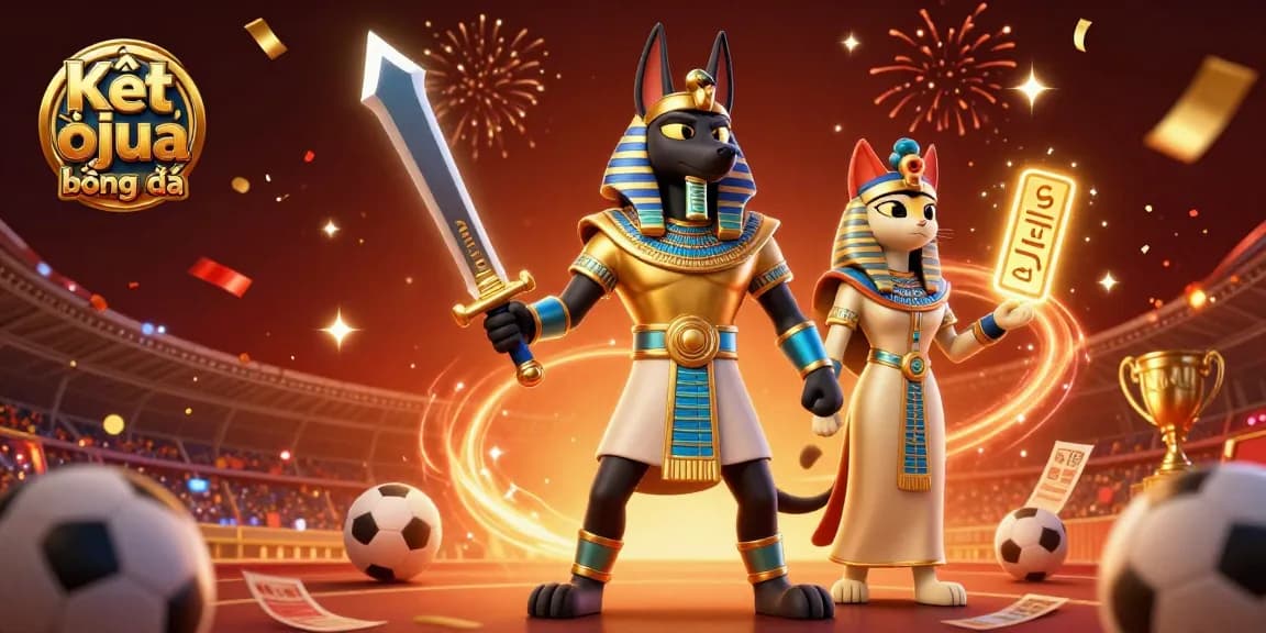 Bet on Kết quả bóng đá with dynamic 3D illustration of Egyptian warrior and sports elements