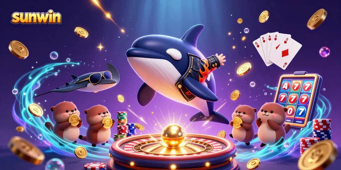 Experience thrilling wins at sunwin with the orca, stingray, and sea otters in this vibrant casino scene.