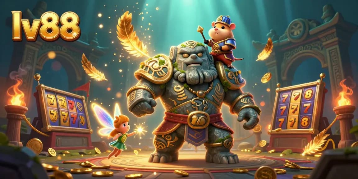 Experience thrilling lv88 slots action with vibrant characters in a dynamic casino scene filled with energy.