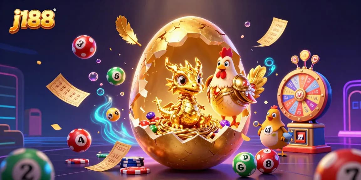 Experience j188's thrilling casino action with a golden dragon and vibrant bingo elements.