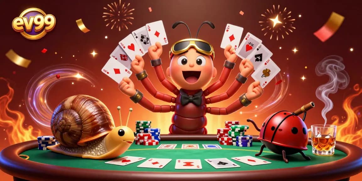 ev99 casino scene showcases a vibrant dealer and high-roller with exciting poker action!
