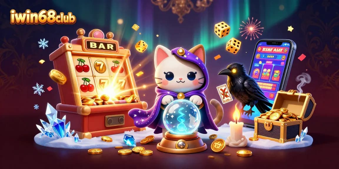 Experience the thrill of iwin68club with vibrant 3D elements showcasing mystical characters and jackpot symbols.