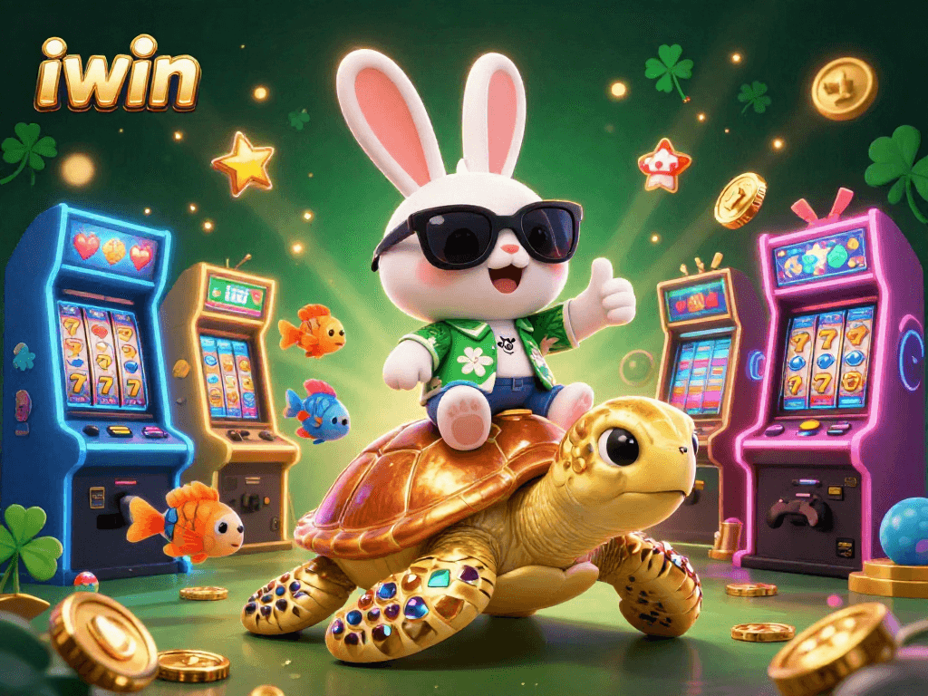 Experience thrilling gameplay at iwin with a lucky rabbit winning on a giant slot machine!