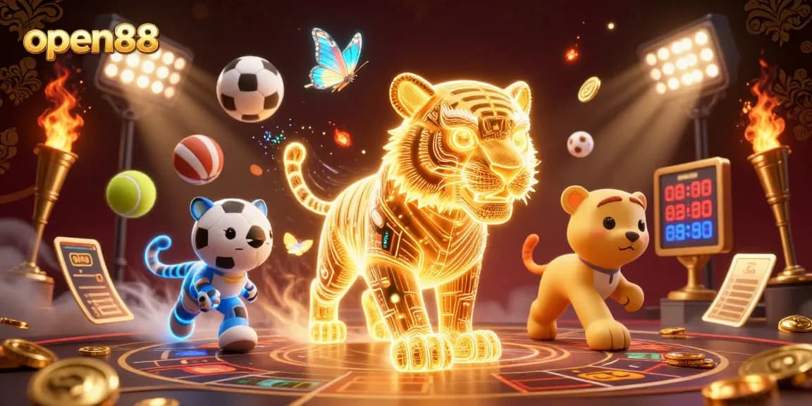Experience exhilarating action at open88, where vibrant sports elements and golden energy illuminate the digital casino.