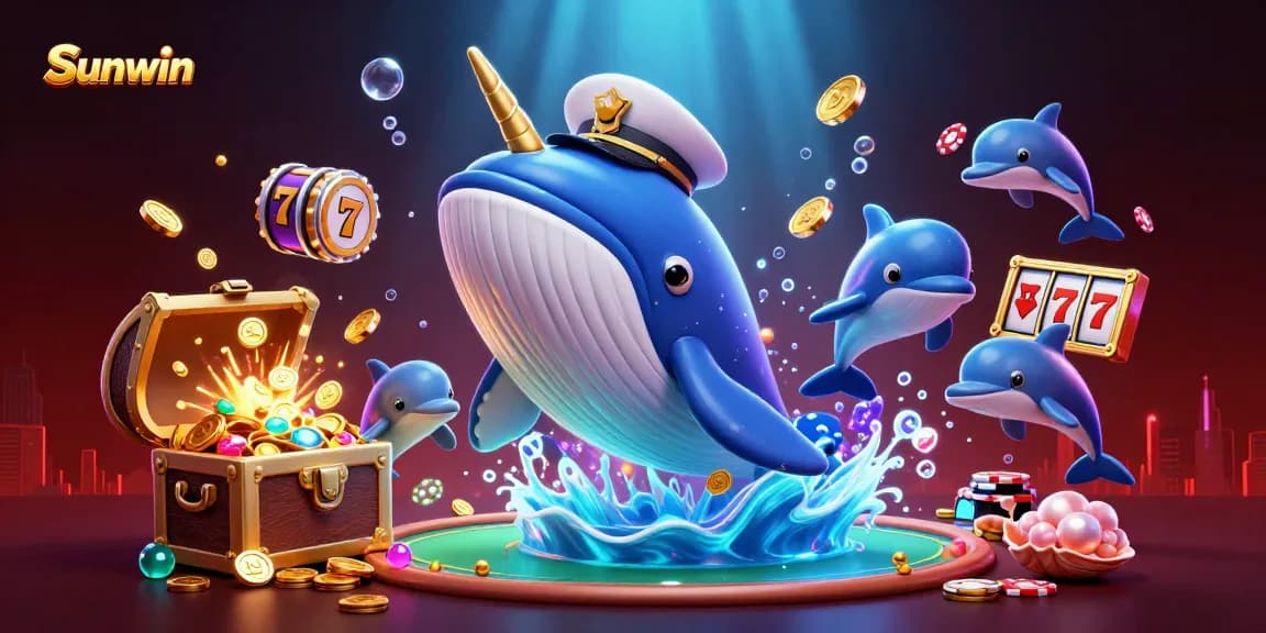 Experience Sunwin's thrilling underwater casino adventure with colorful elements and playful characters.