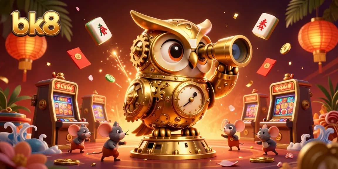 Spin and win with bk8's colorful casino experience featuring a golden owl and dynamic game elements.