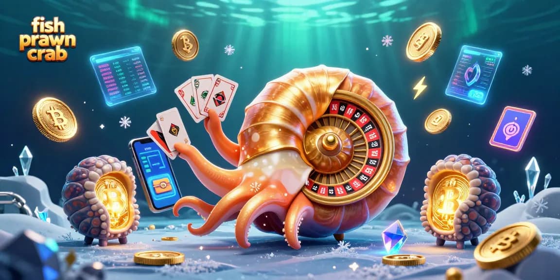 Engage with the fish prawn crab casino experience featuring an ancient nautilus roulette wheel.