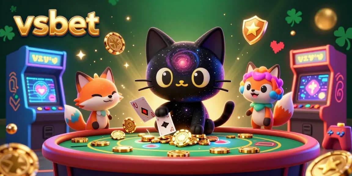 Experience thrilling moments at vsbet's cosmic casino table with a black hole cat and nebula fox.