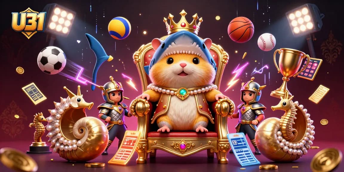 U31's golden hamster king rules a thrilling casino scene with dynamic sports betting elements.