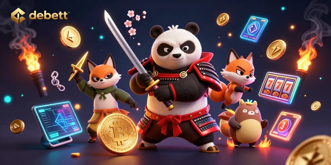 Experience the exciting gameplay of debett with a dynamic scene featuring vibrant 3D characters and casino elements.