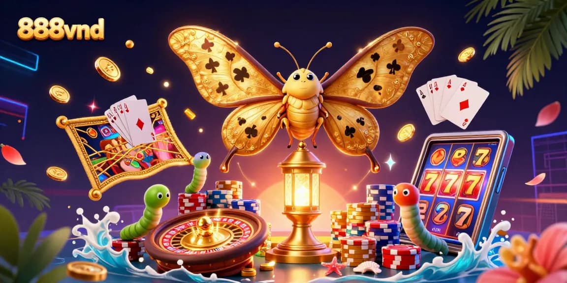 Experience thrilling wins at 888vnd with vibrant casino-themed visuals and rich gaming elements.