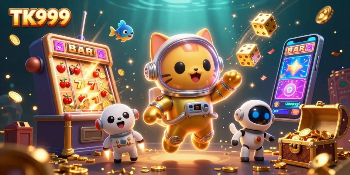 Experience thrilling gameplay with TK999 in a colorful casino adventure featuring slots and vibrant characters.