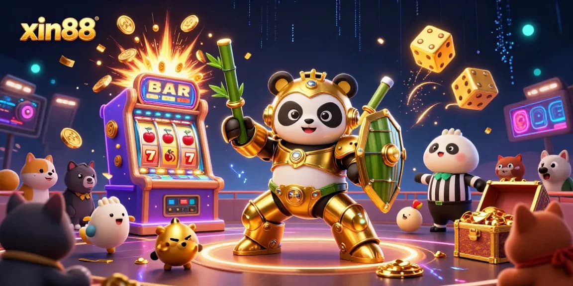 Play and win big at xin88 with vibrant 3D casino games and exciting jackpots in this immersive illustration.