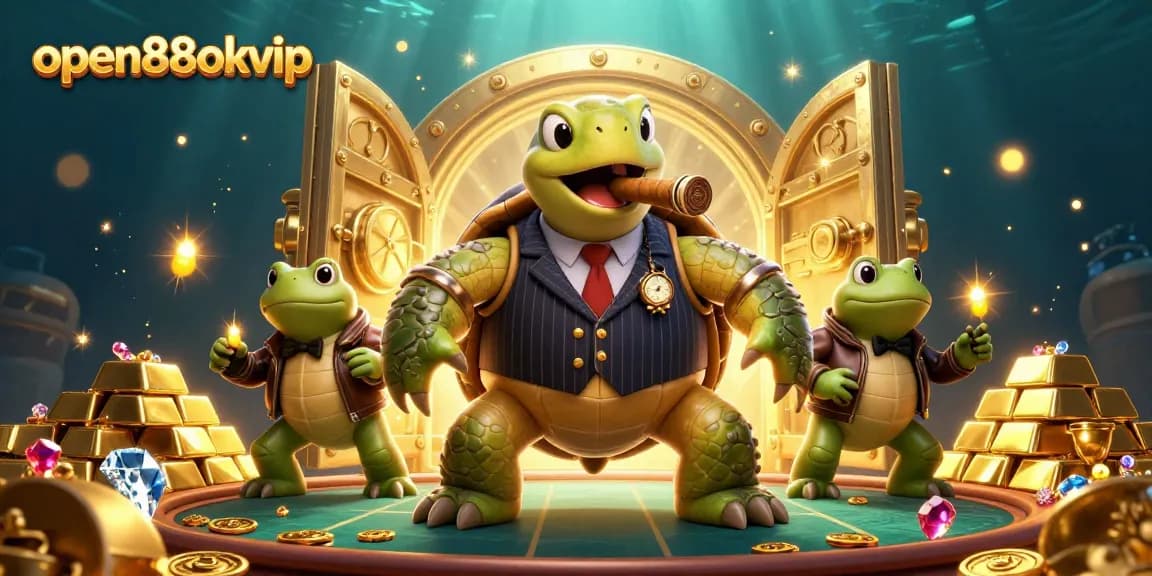 Experience exhilarating wins at open88okvip with vibrant gambling-themed 3D illustration featuring unique characters and treasure elements.