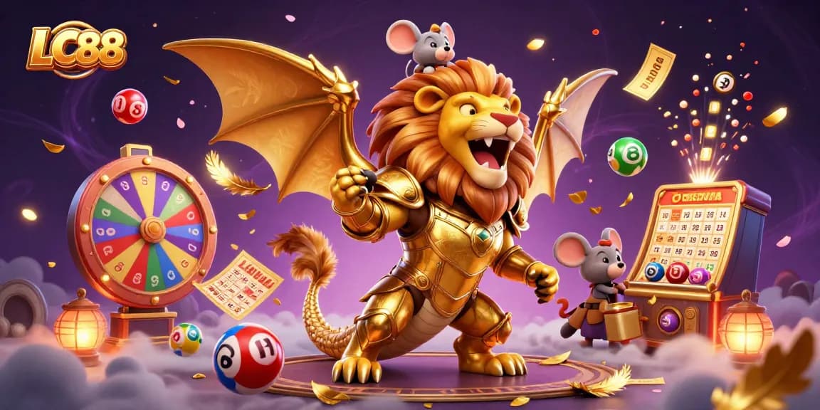 Launch into excitement at LC88's dynamic gaming world featuring vibrant elements and thrilling prizes.