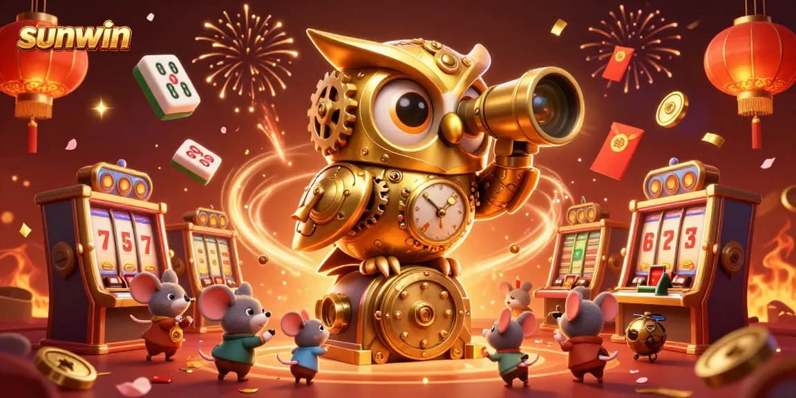 Win at sunwin slots with a vibrant 3D casino scene showcasing dynamic elements and characters.
