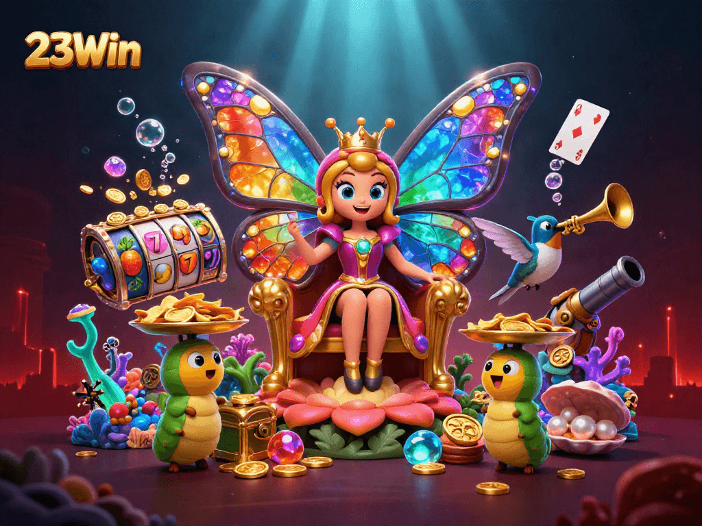 Experience the thrill of winning at 23Win with a vibrant casino-themed underwater scene.