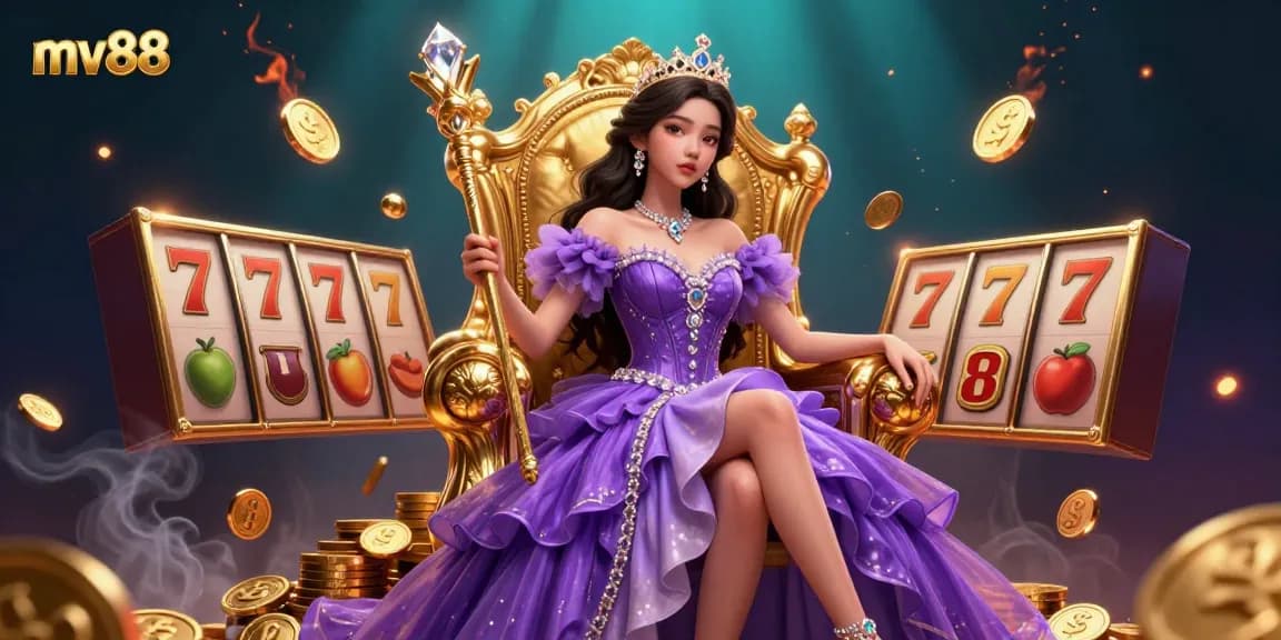 Engage with mv88's vibrant world of online slots and jackpots in this dynamic 3D illustration.