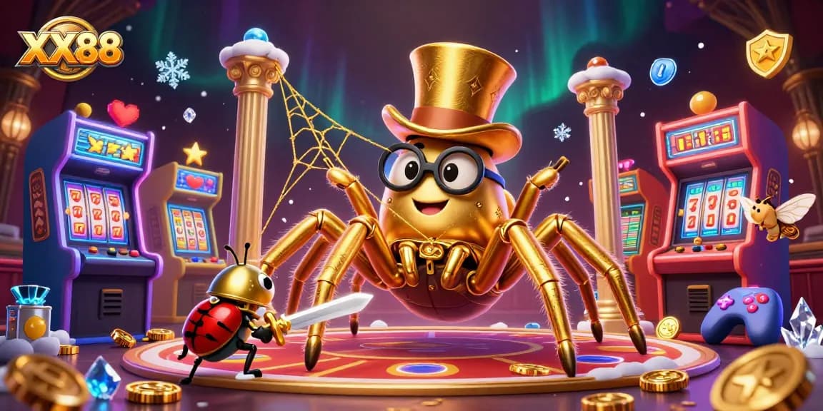Experience the thrilling online casino adventure at XX88 with a vibrant 3D slot machine scene.