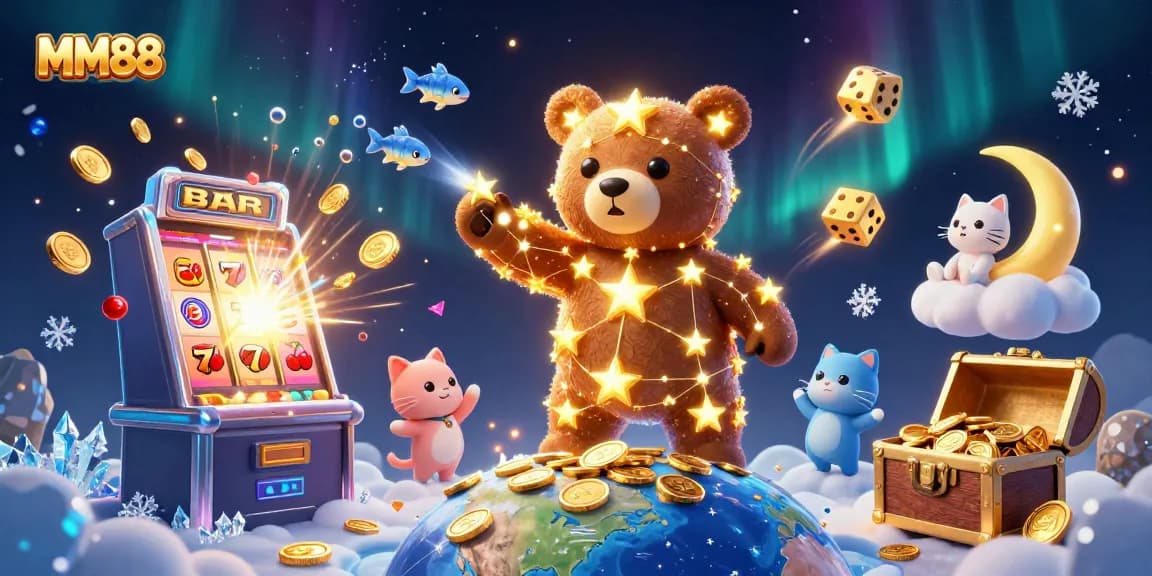 Enjoy thrilling moments with MM88 as the constellation bear gathers coins with dynamic nightlife elements.