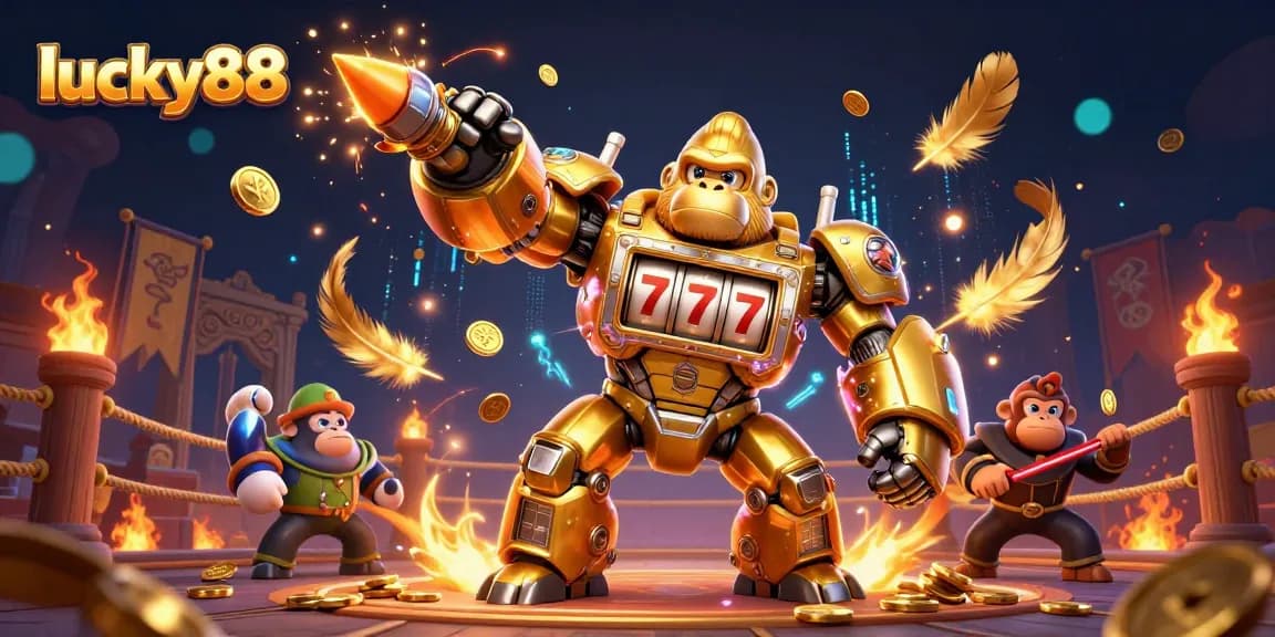 Experience thrilling wins with lucky88's innovative golden gorilla mech and engaging casino elements.