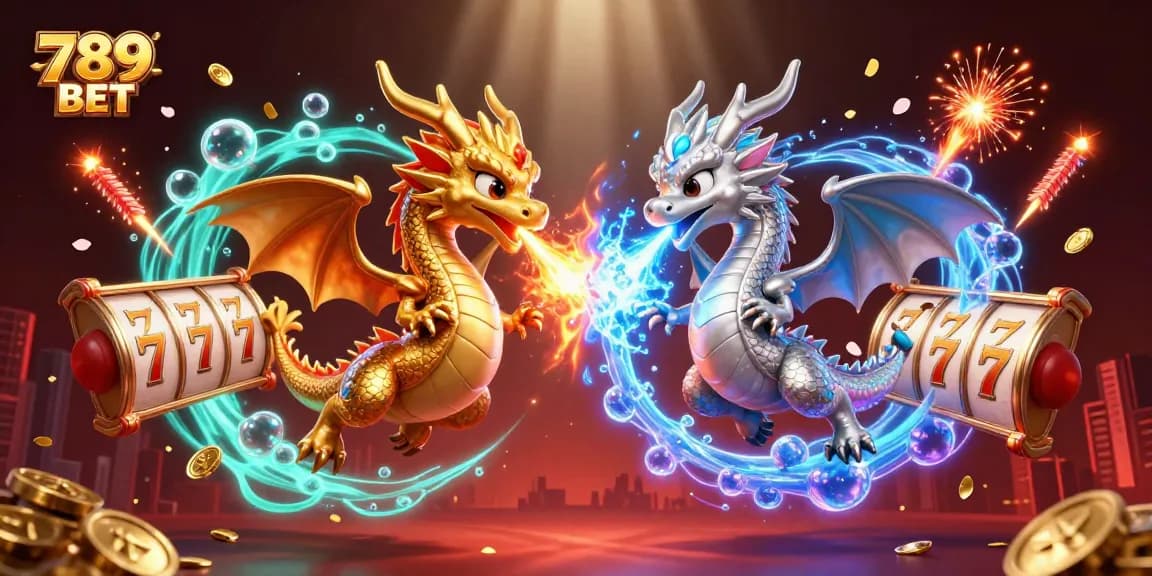 Experience thrilling wins with 789 BET as dragons symbolize luck and fortune amidst vibrant casino game elements.