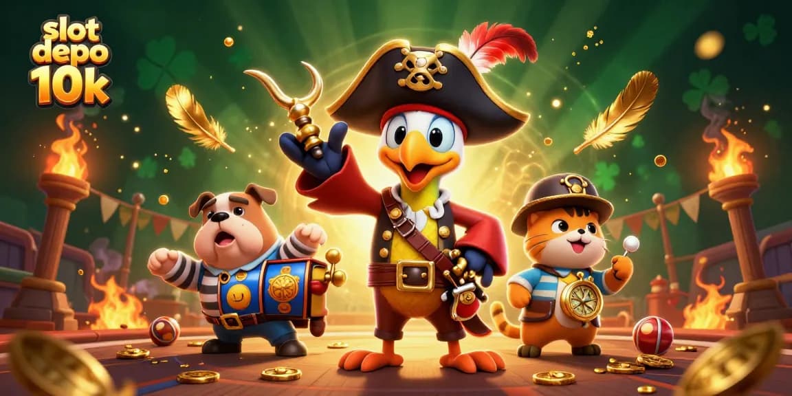 Experience the thrilling action of slot depo 10k with lively characters and casino elements.