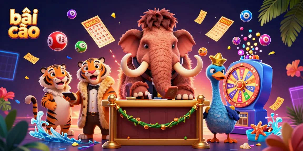 Experience the thrill of bài cào with vibrant casino characters in a colorful scene.