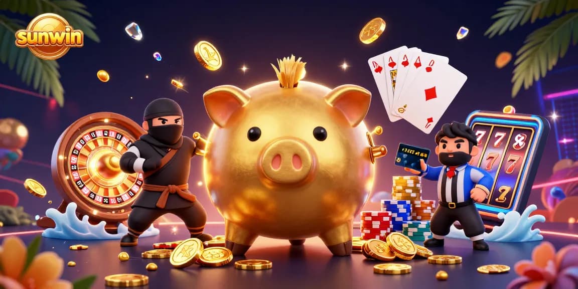 Experience the thrill of sunwin with vibrant casino characters surrounded by dynamic game elements